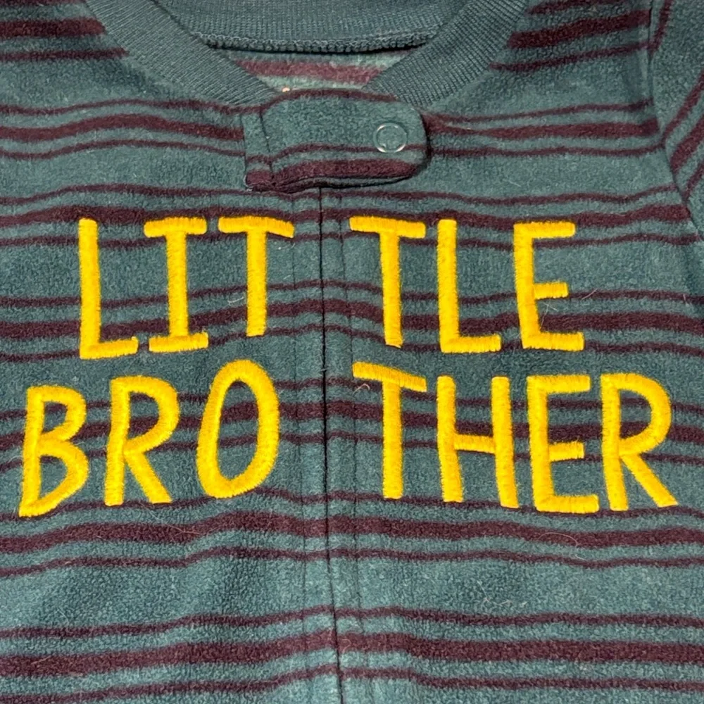 Carter's Little Brother Footed Sleeper Striped Blue 3-6 Months EUC